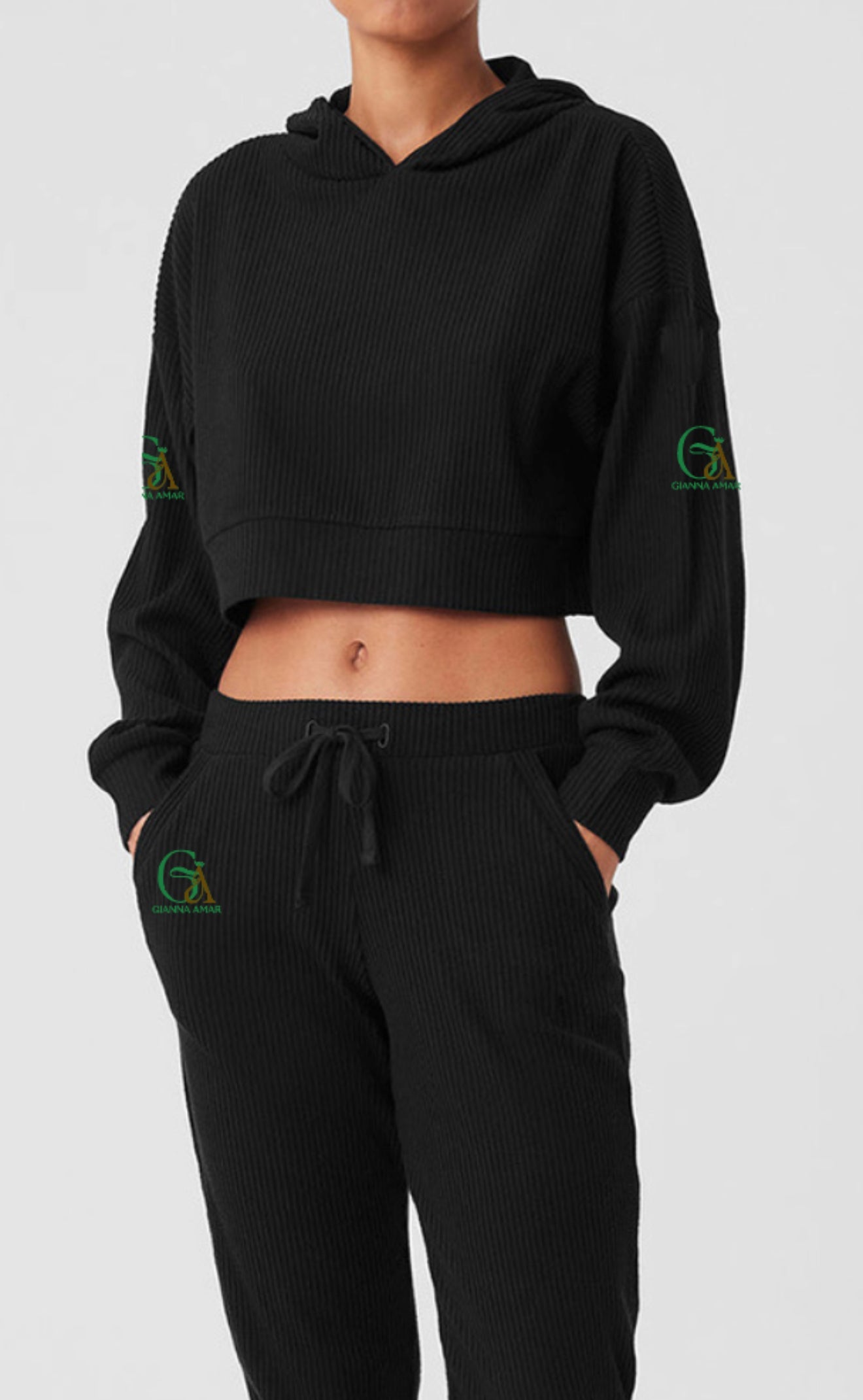 Rayon-Blend Corduroy Hoodie Set G.AmarFitGear
